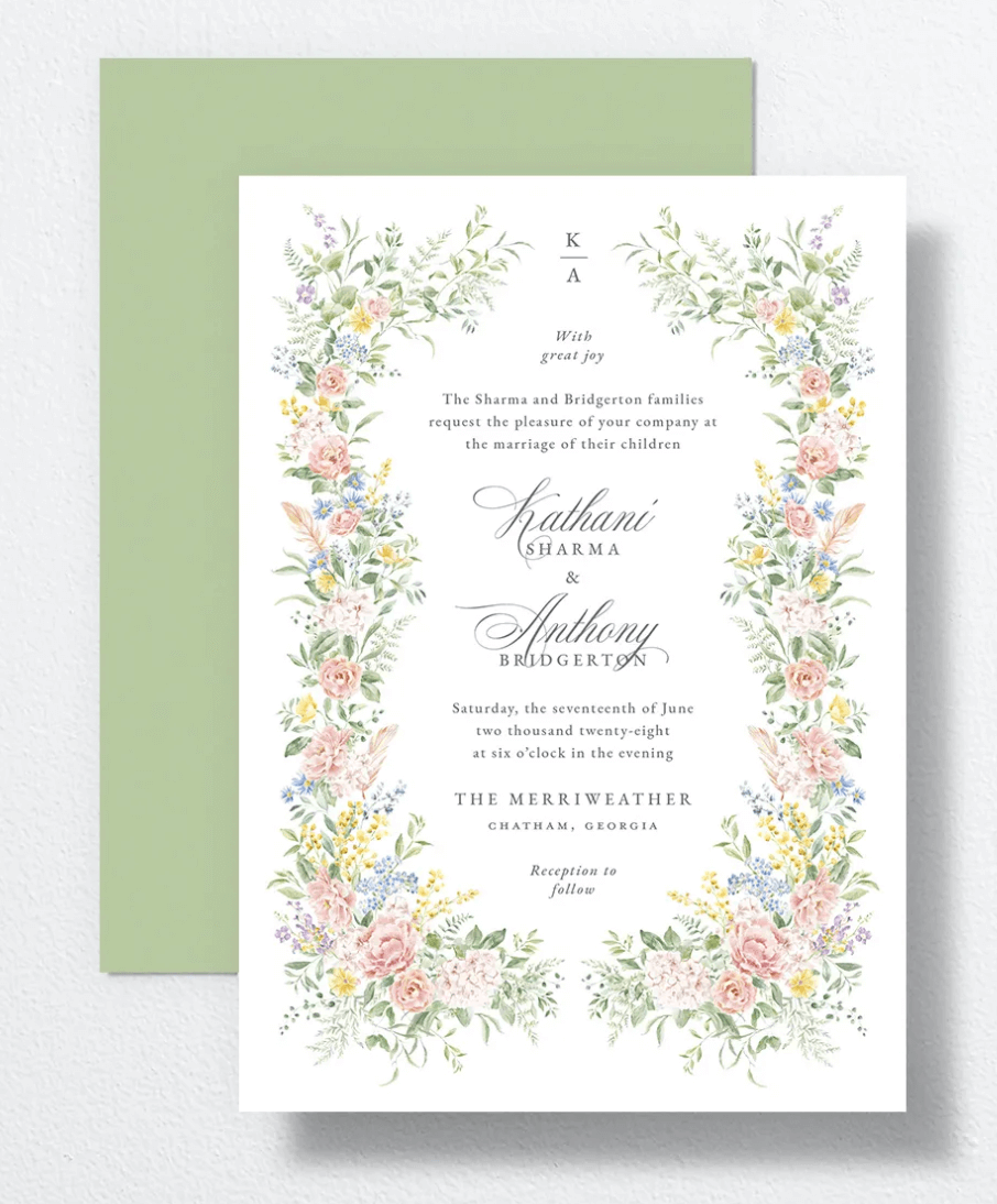 floral garden wedding stationary